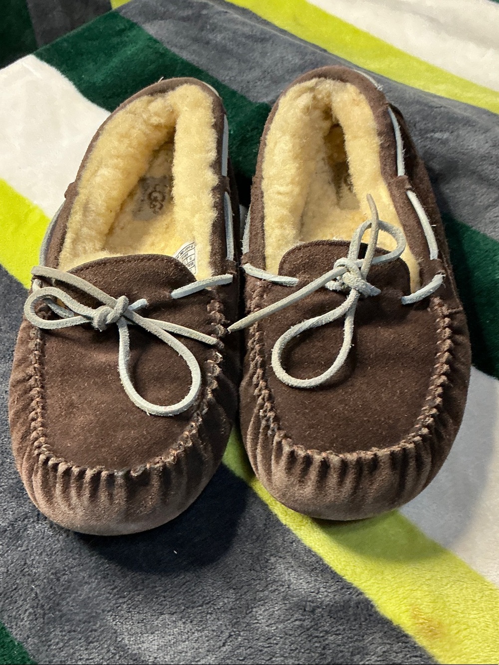 UGG Women’s Brown Suede Moccasin Slippers with Shearling Lining Size 9 - Picture 13 of 16